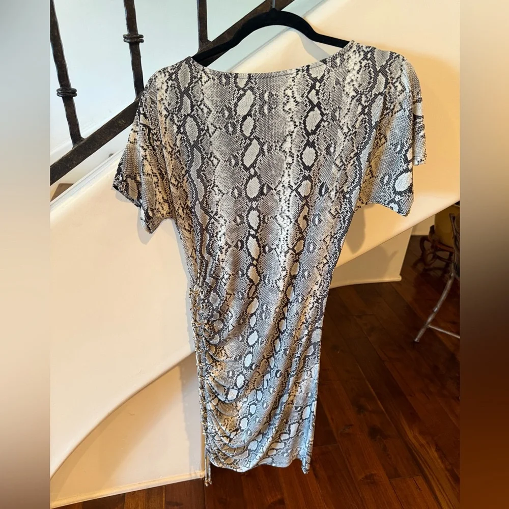 Michael Kors Black and Cream Patterned Dress XS